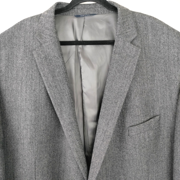 Ralph Ralph Lauren Gray/Navy Chevron Pattern 2 button Wool Sport Coat Sz 58 L - Picture 3 of 10